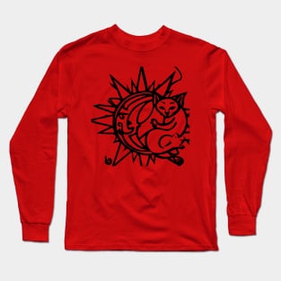 cat inside moon and sun Long Sleeve T-Shirt